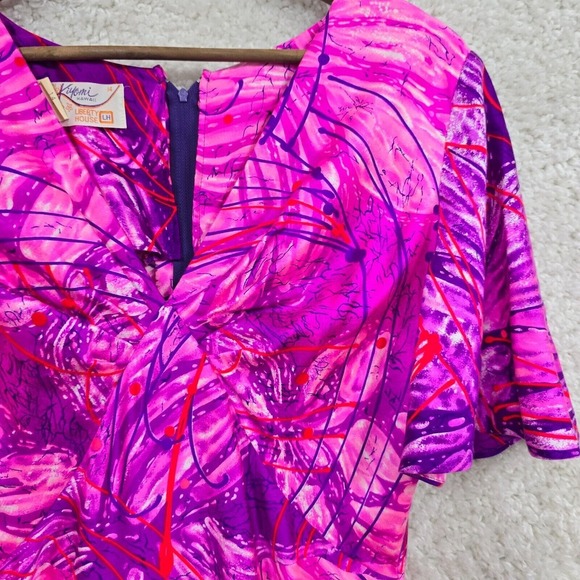 Vintage Liberty House Maxi Dress Womens 14 Purple Kiyomi Tropical Resort 60s 70s - Picture 4 of 15